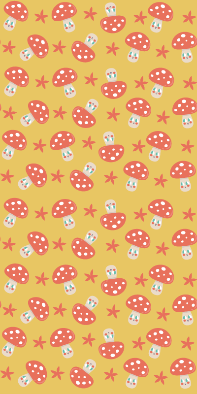 Orange vinyl rug featuring whimsical faced mushrooms - TenStickers