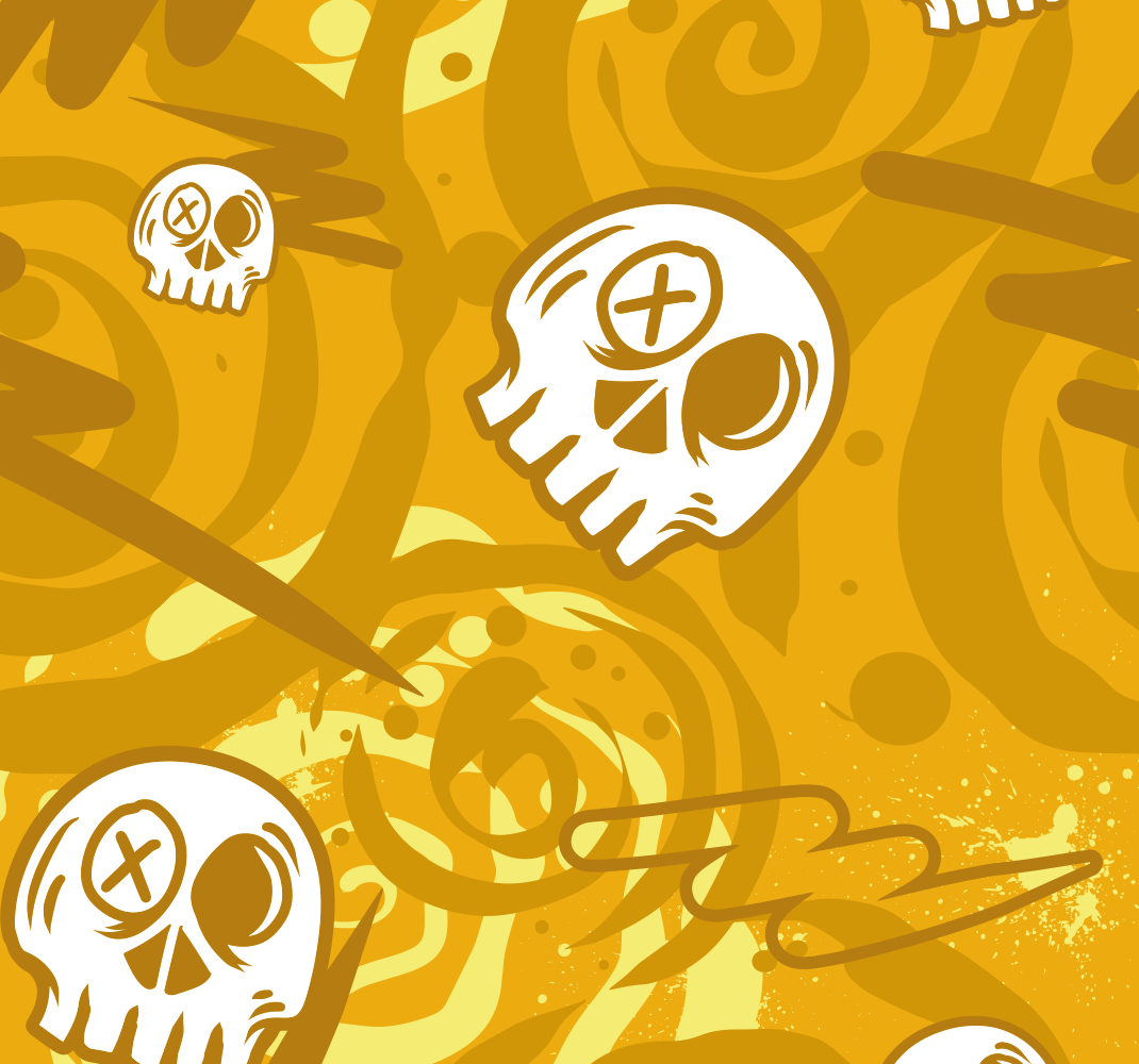 Orange vinyl rug with skull graffiti - TenStickers