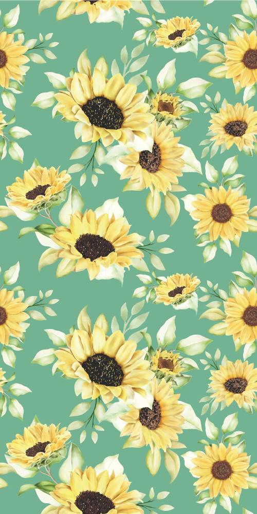 Green vinyl rug with small floral spring design - TenStickers