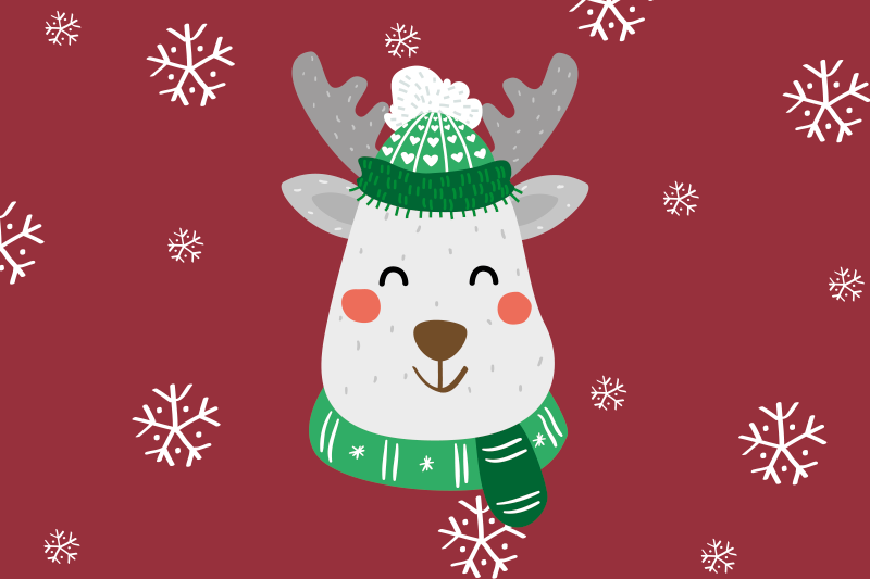 Red vinyl rug christmas reindeer for kids - TenStickers