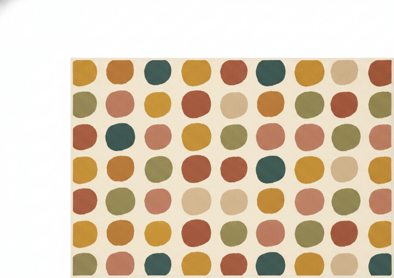 Red vinyl rug with bohemian color dots pattern - TenStickers