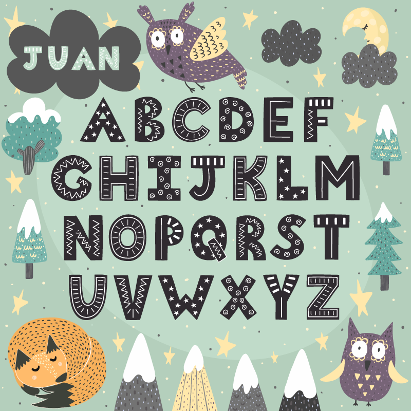 Animal Alphabet Vinyl rug with Name - TenStickers