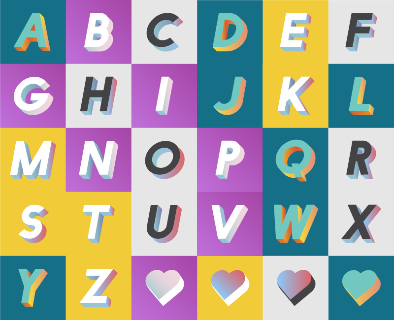 Modern alphabet vinyl rug - TenStickers