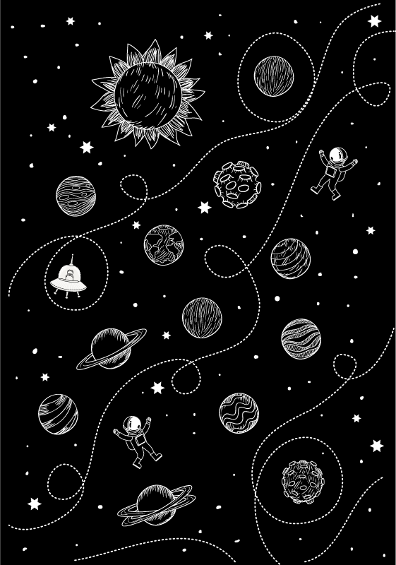 Fabulous stars and planets drawing vinyl rug - TenStickers