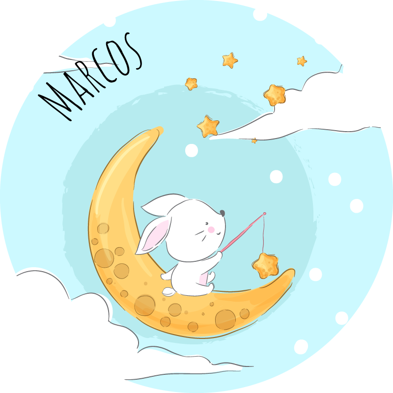 Personalizable vinyl rug with moon and stars - TenStickers