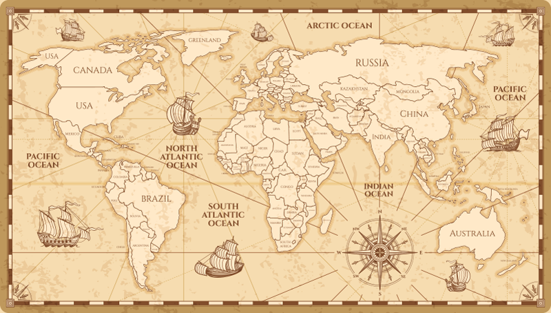 Amazing vintage world map vinyl rug - TenStickers