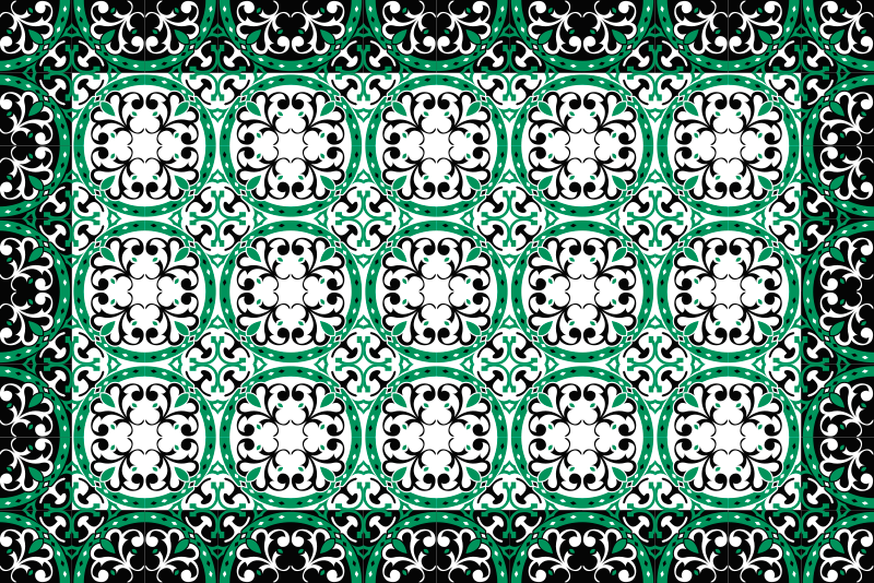 Ornate Mosaic tile vinyl rug - TenStickers