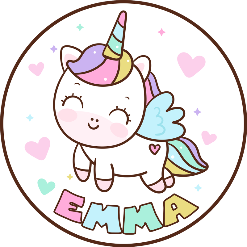 Fabulous unicorn girl vinyl rug with name - TenStickers