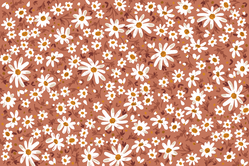 70's Daisy flower orange background vinyl rug - TenStickers