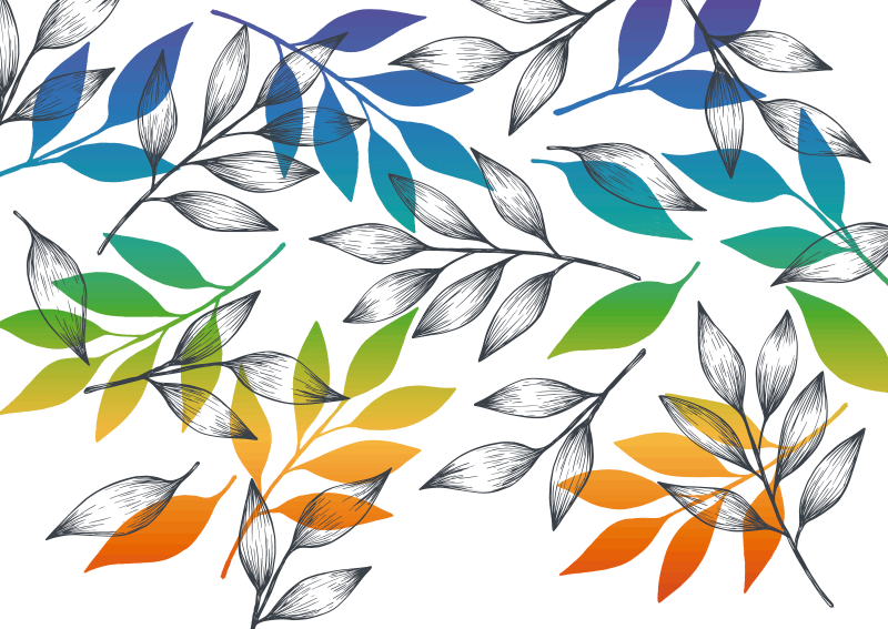 Rainbow leaves modern vinyl rug - TenStickers