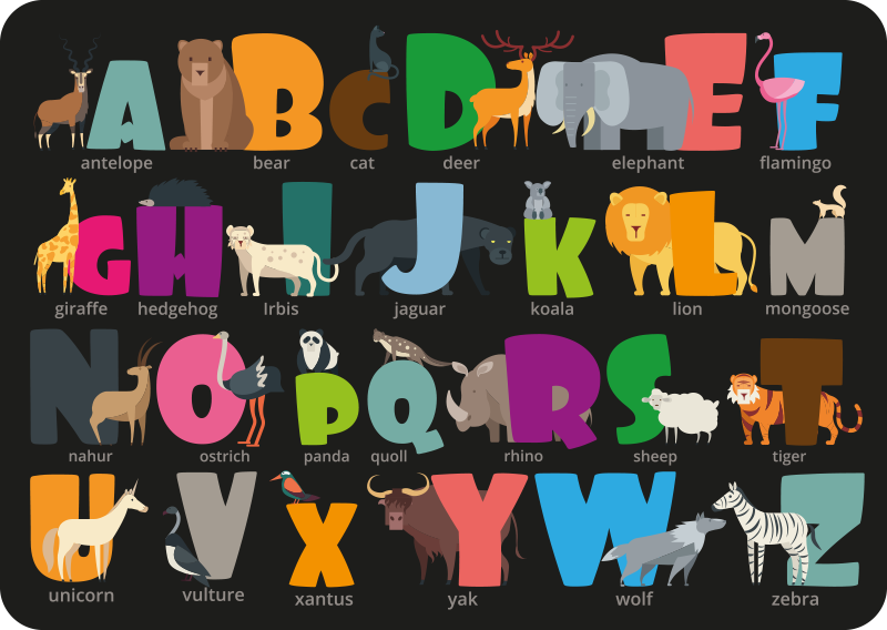 Animal Alphabet EN vinyl alphabet rug - TenStickers