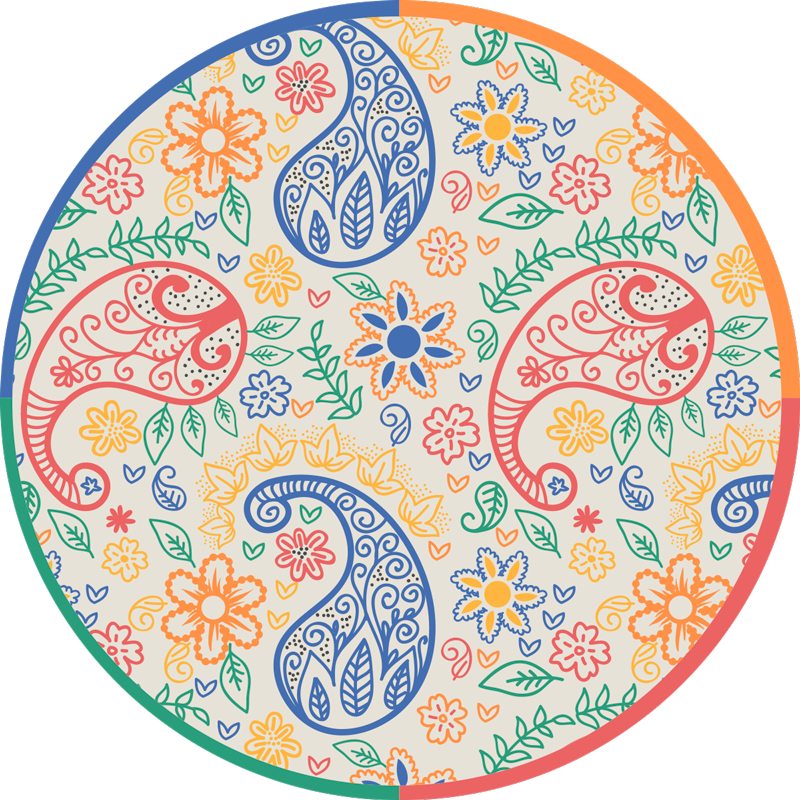 Floral Paisley Motifs flower vinyl rug - TenStickers