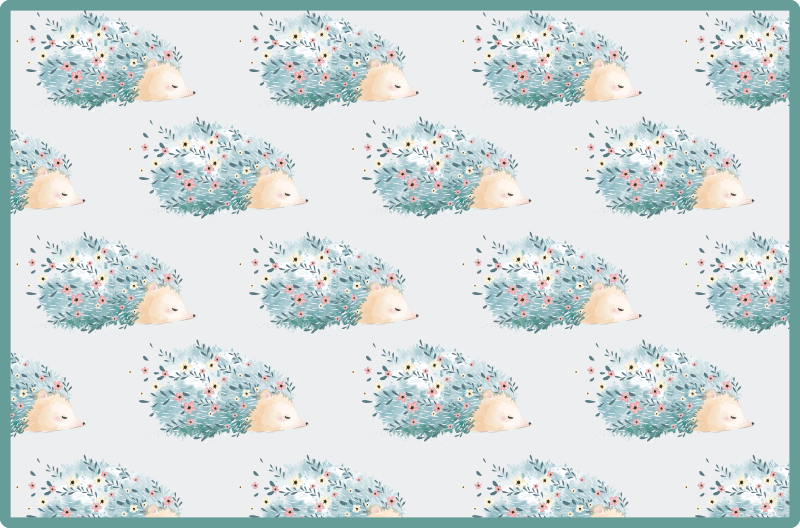 Hedgehog Floral Patterns nursery vinyl rug - TenStickers