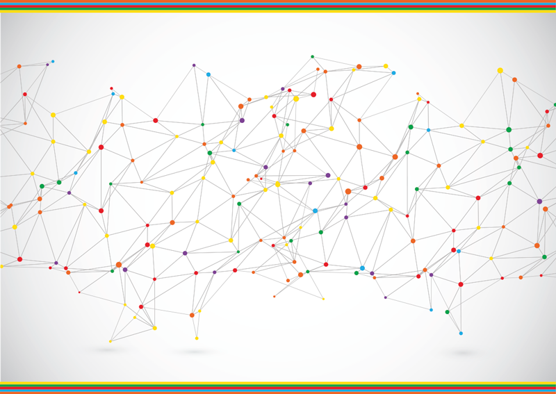 Colorful connected dots modern vinyl rug - TenStickers