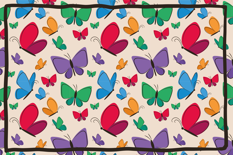 Butterfly Abundance flower vinyl rug - TenStickers