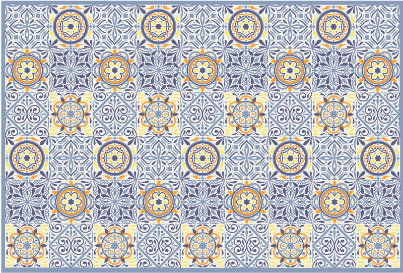 Colorful Mediterranean tile vinyl rug - TenStickers