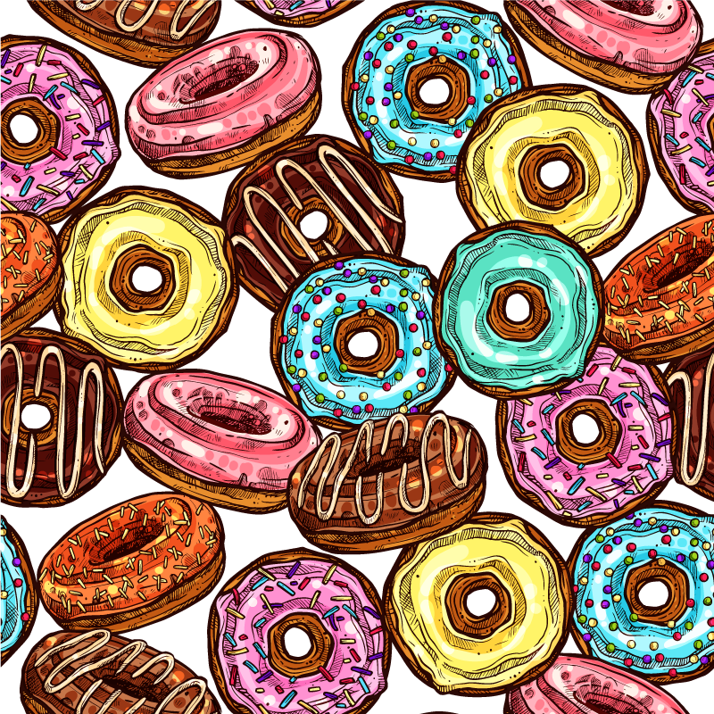 Colorful Donut Collection vinyl rug - TenStickers