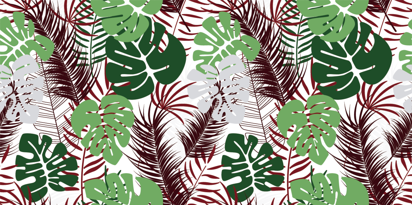Tropical Foliage Overlay floral vinyl rug - TenStickers