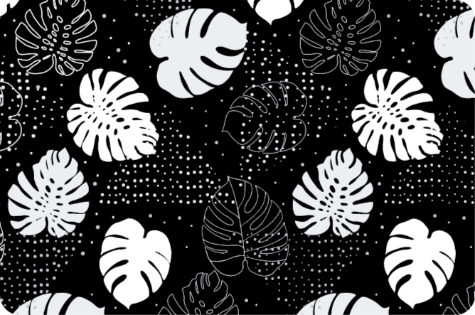 Black and white monstera leaves nature rug - TenStickers