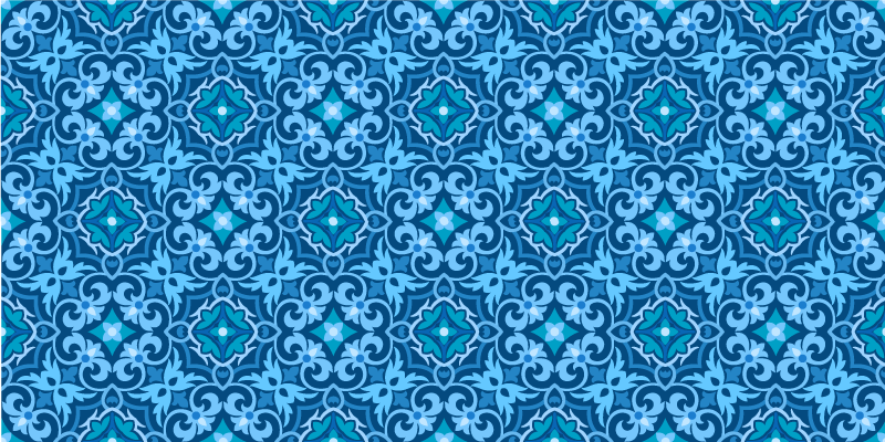 Ornamental Blue Pattern tile vinyl rug - TenStickers