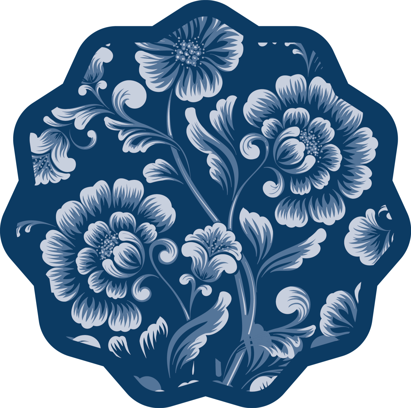 Elegant Blue Flowers floral rug - TenStickers