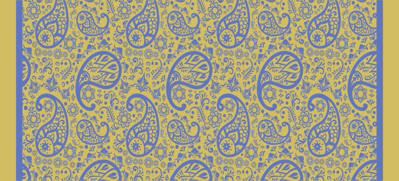 Yellow and Blue Paisley modern vinyl rug - TenStickers