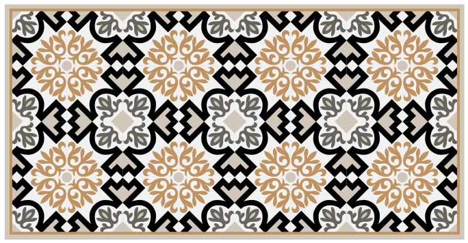 Snowflake black with border tile carpet - TenStickers