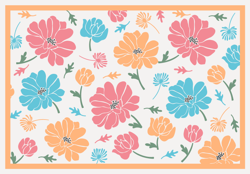 Colorful Floral Pattern flower vinyl rug - TenStickers
