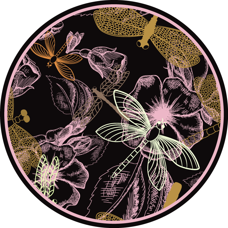 Botanical Insect Imagery flower vinyl rug - TenStickers