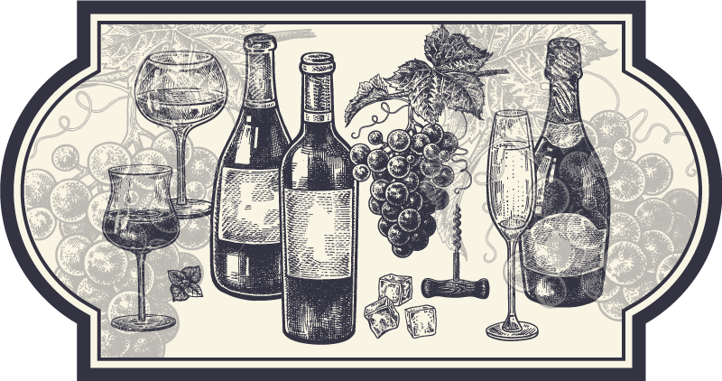 Bottles of wine vintage kitchen vinyl rug - TenStickers