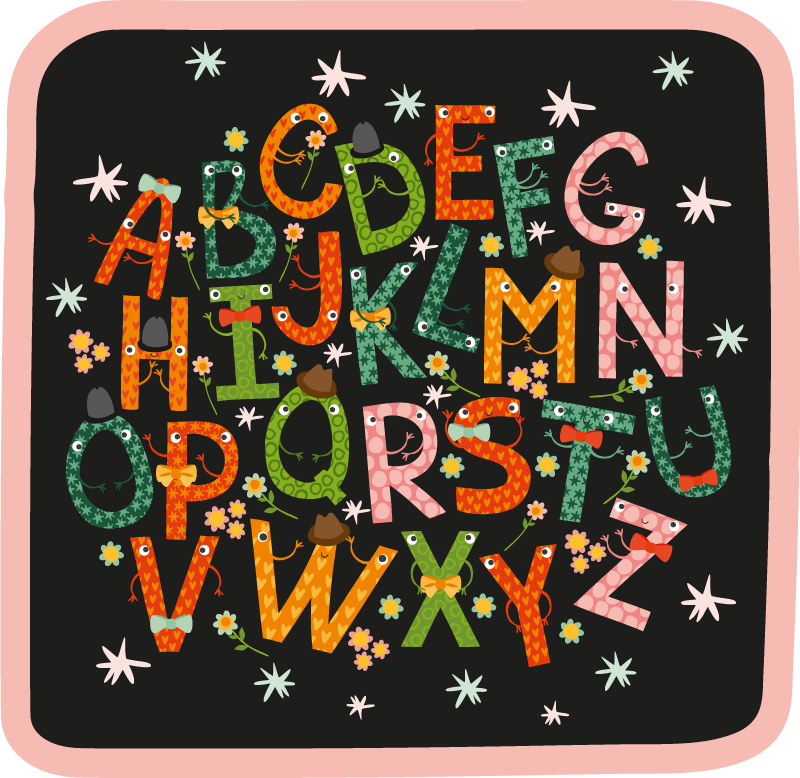 Black Starry vinyl alphabet rug - TenStickers