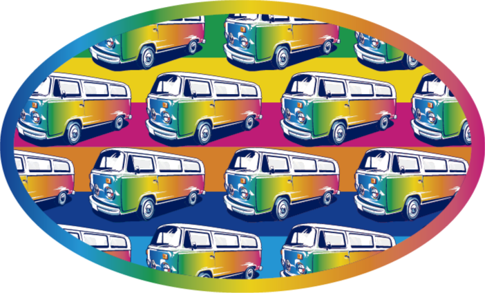 Retro Hippie Van teen vinyl rug - TenStickers