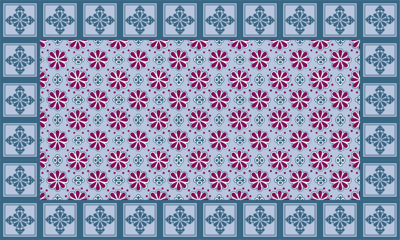 Blue and pink tile kitchen vinyl carpet - TenStickers