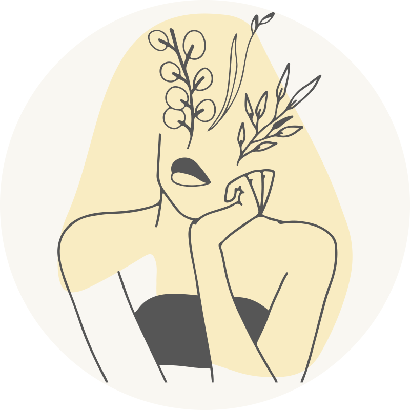 Elegant Line Art flower vinyl rug - TenStickers