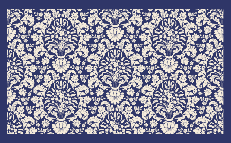 Ornate Floral Pattern minimalist vinyl rug - TenStickers