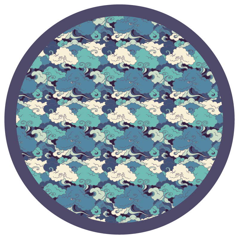 Japanese Waves & Clouds vinyl rug - TenStickers