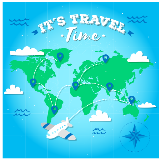 Global Map Adventure world map vinyl rug - TenStickers