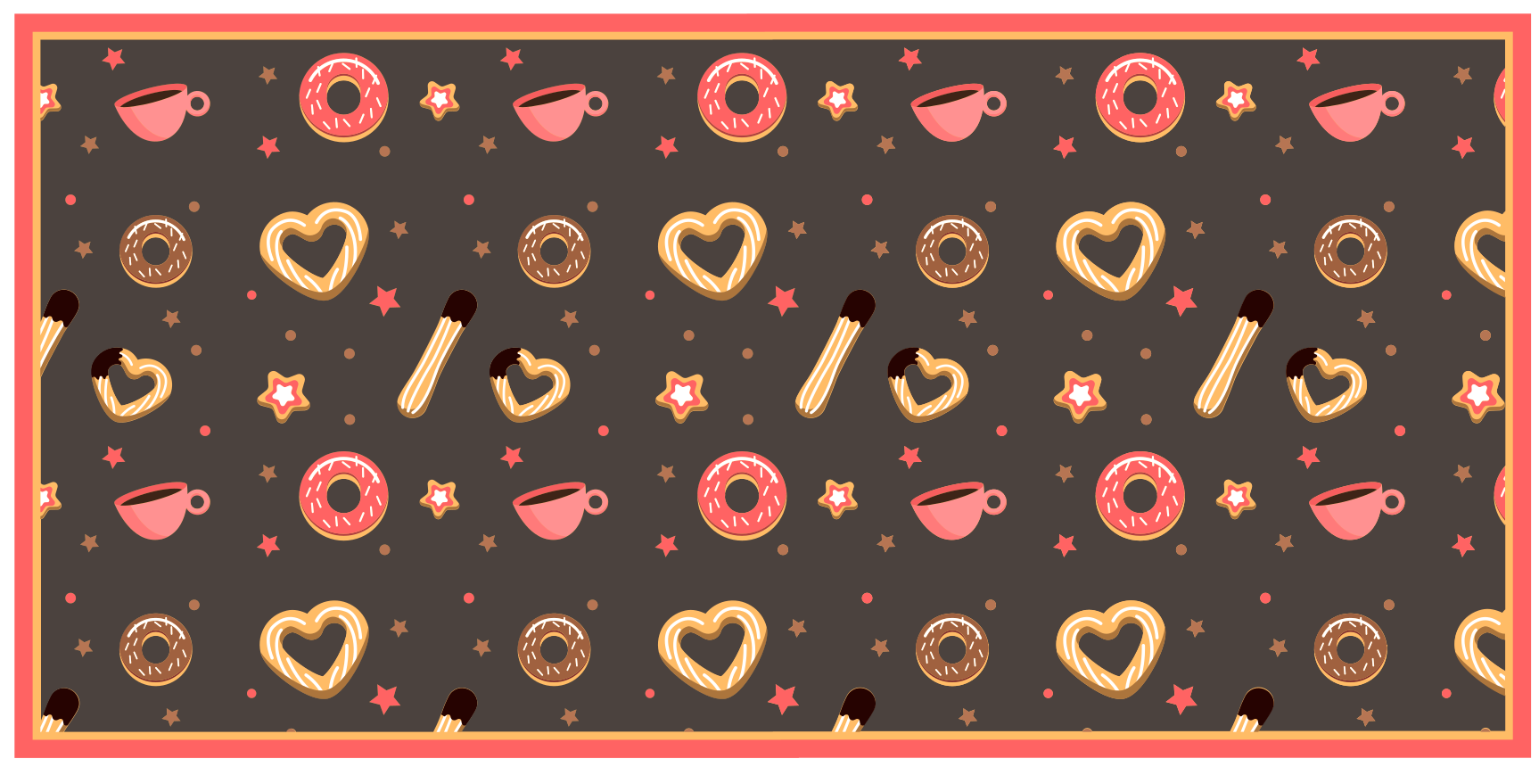 Churros and donuts pattern kitchen floor tiles - TenStickers