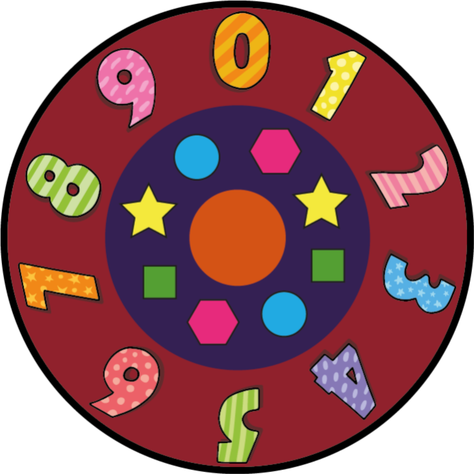 Numbers and shapes wheel kids vinyl rug - TenStickers