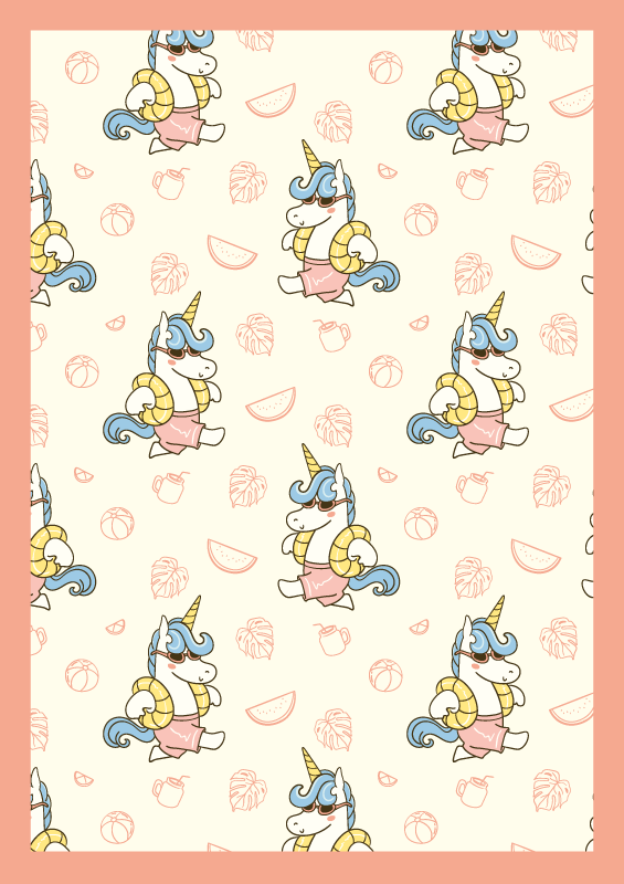 Unicorn Patterned kids vinyl rug - TenStickers