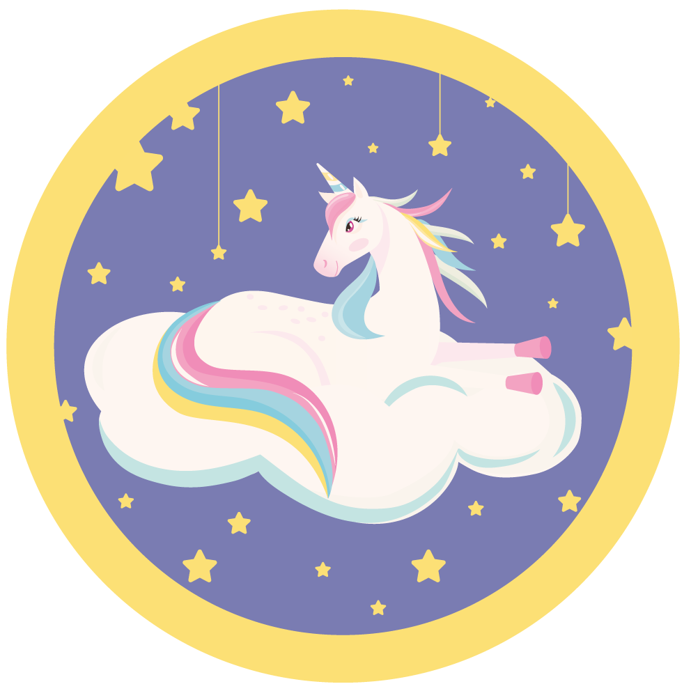 unicorn laying down on a cloud animal rug - TenStickers