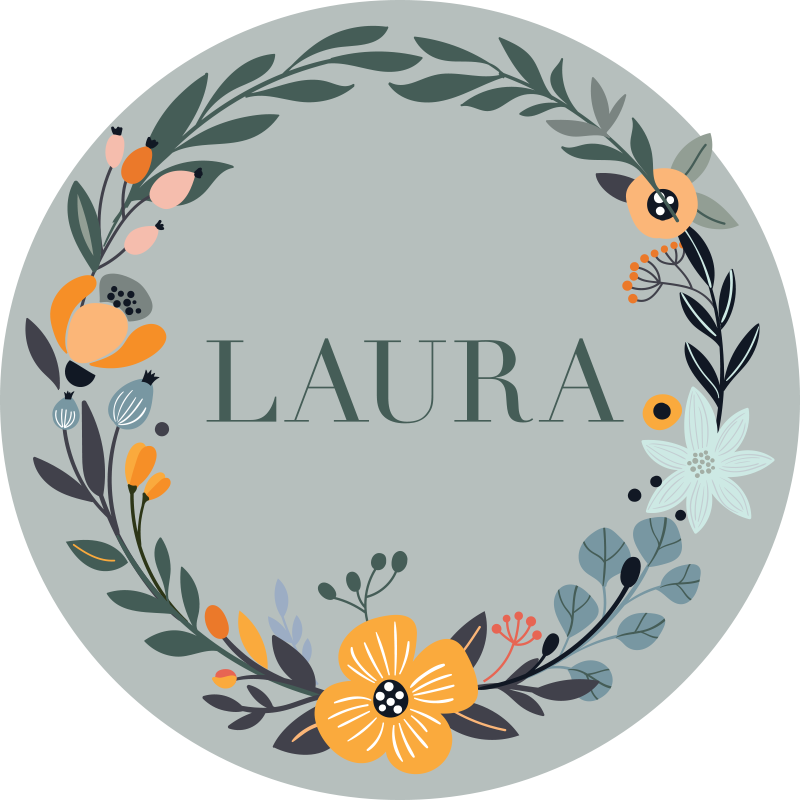 Personalized Floral Design custom vinyl rug - TenStickers