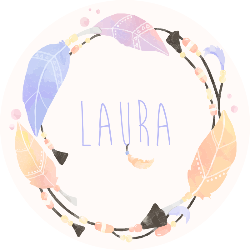 Personalized Feather Circle custom vinyl rug - TenStickers