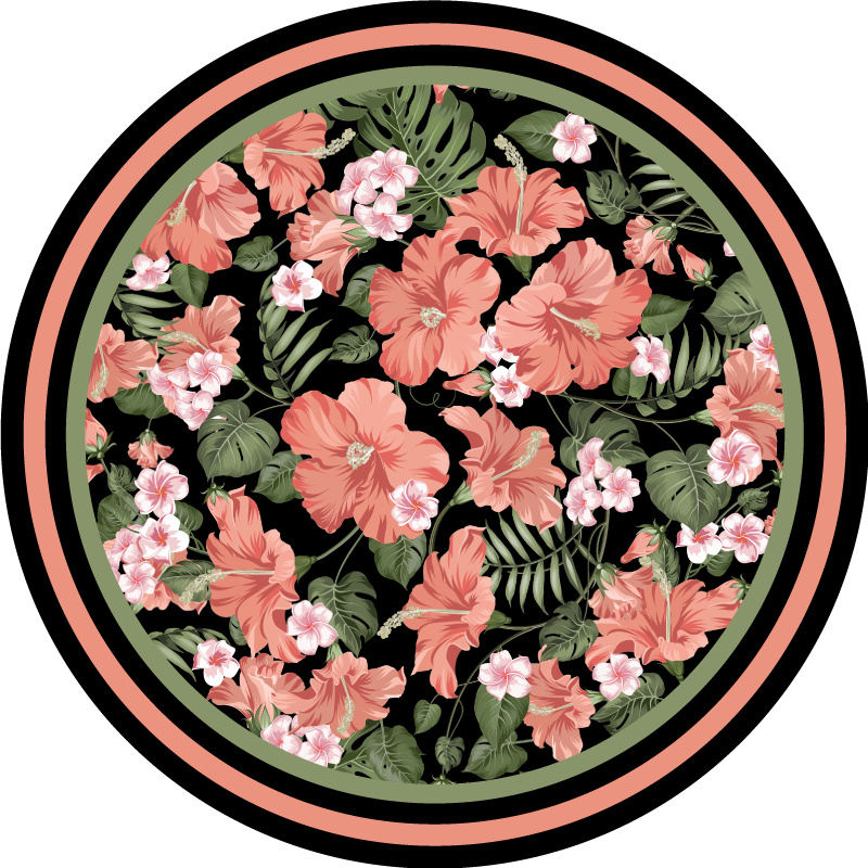 Floral Circular Motif flower vinyl rug - TenStickers