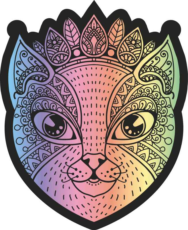 Mandala Cat Illustration animal vinyl rug - TenStickers