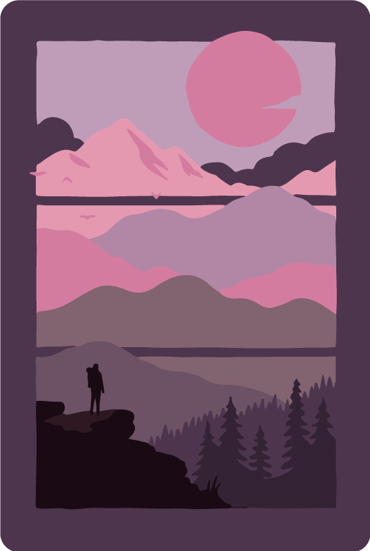 Sunset in the mountains bedroom rug - TenStickers