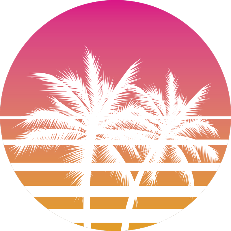 Tropical Sunset Palms flower vinyl rug - TenStickers