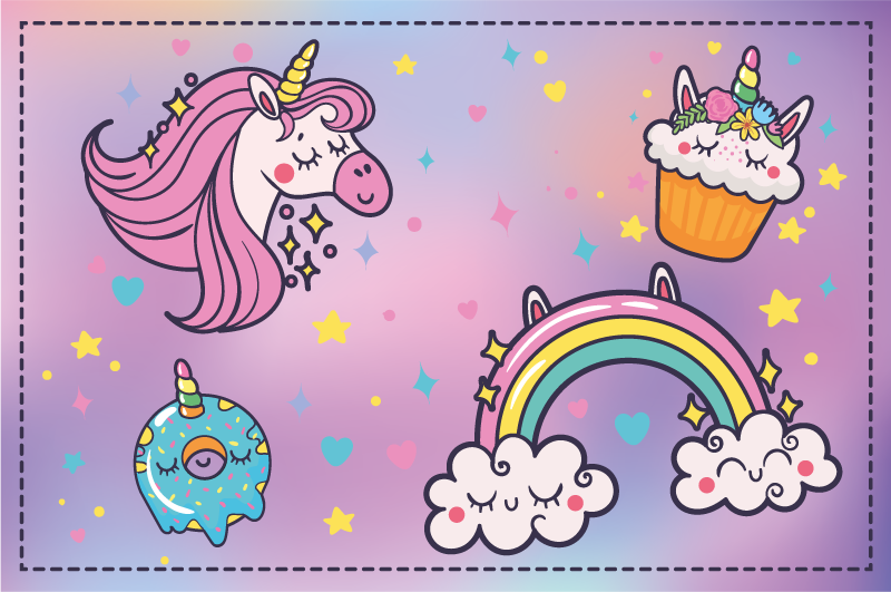 Unicorn Fantasy Theme vinyl rug - TenStickers