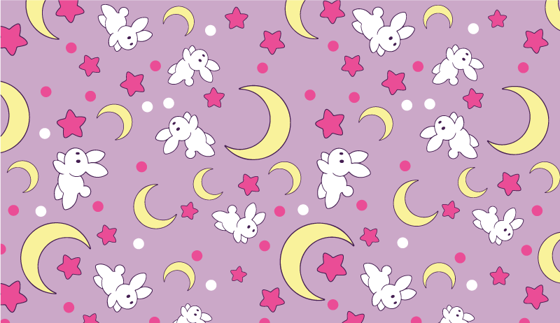 Anime rabbits and moons animal rug - TenStickers