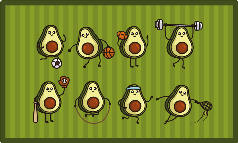 Avocado Characters vinyl rug - TenStickers